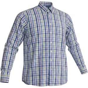 Gitman Bros. Mens L Plaid Button Down Shirt Blue Purple Cotton USA